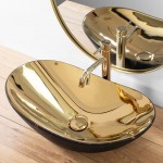 Накладной умывальник Rea Royal In Gold/Black Marble